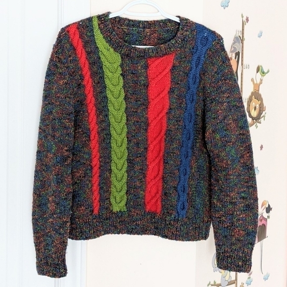 VINTAGE rainbow knit sweater Medium @G - Picture 2 of 9